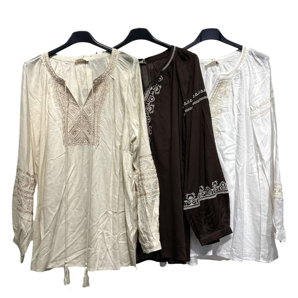 Italian Embroidered Boho Tunic Top