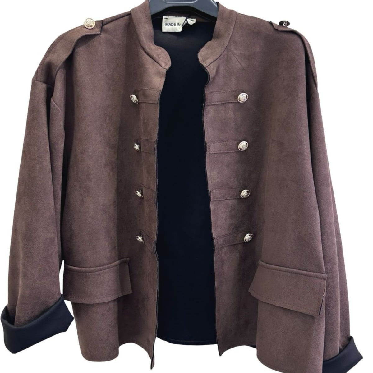 Military Detail Suede Jacket