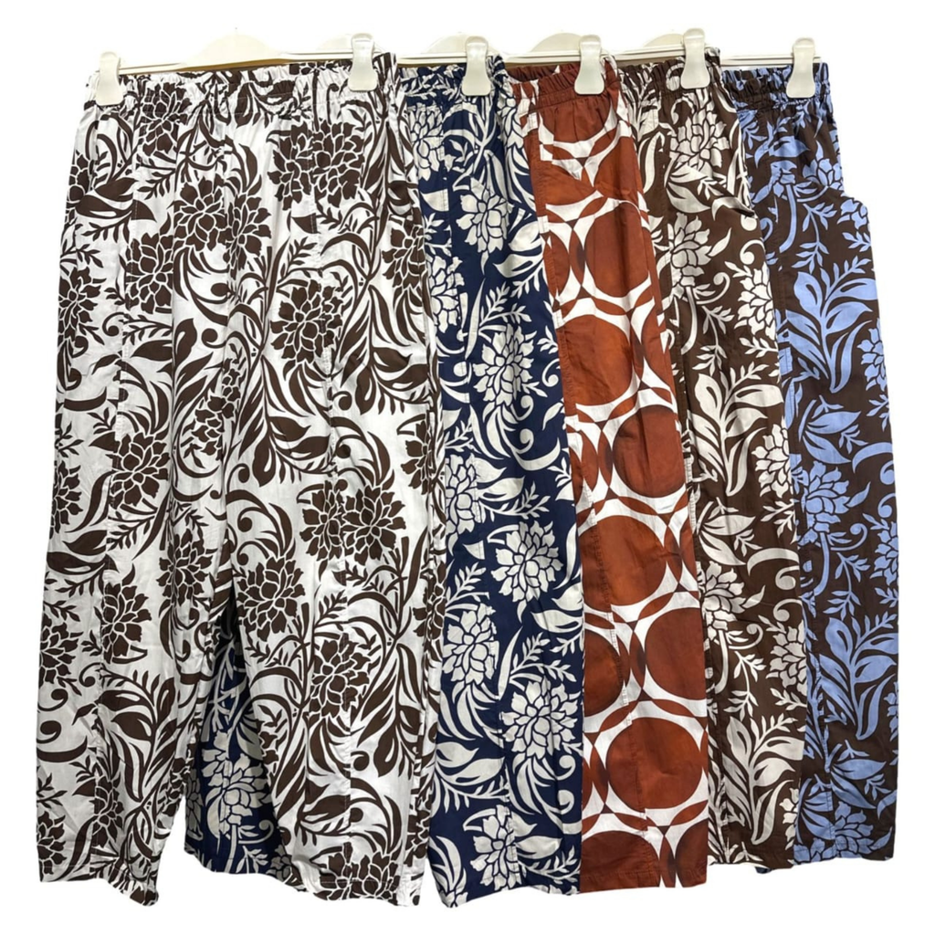 Italian Wide-Leg Floral Print Trousers