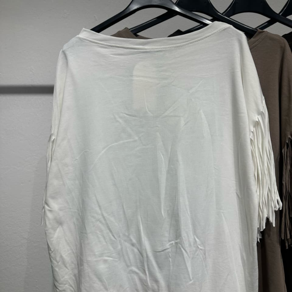 Cotton Blend Fringe Top