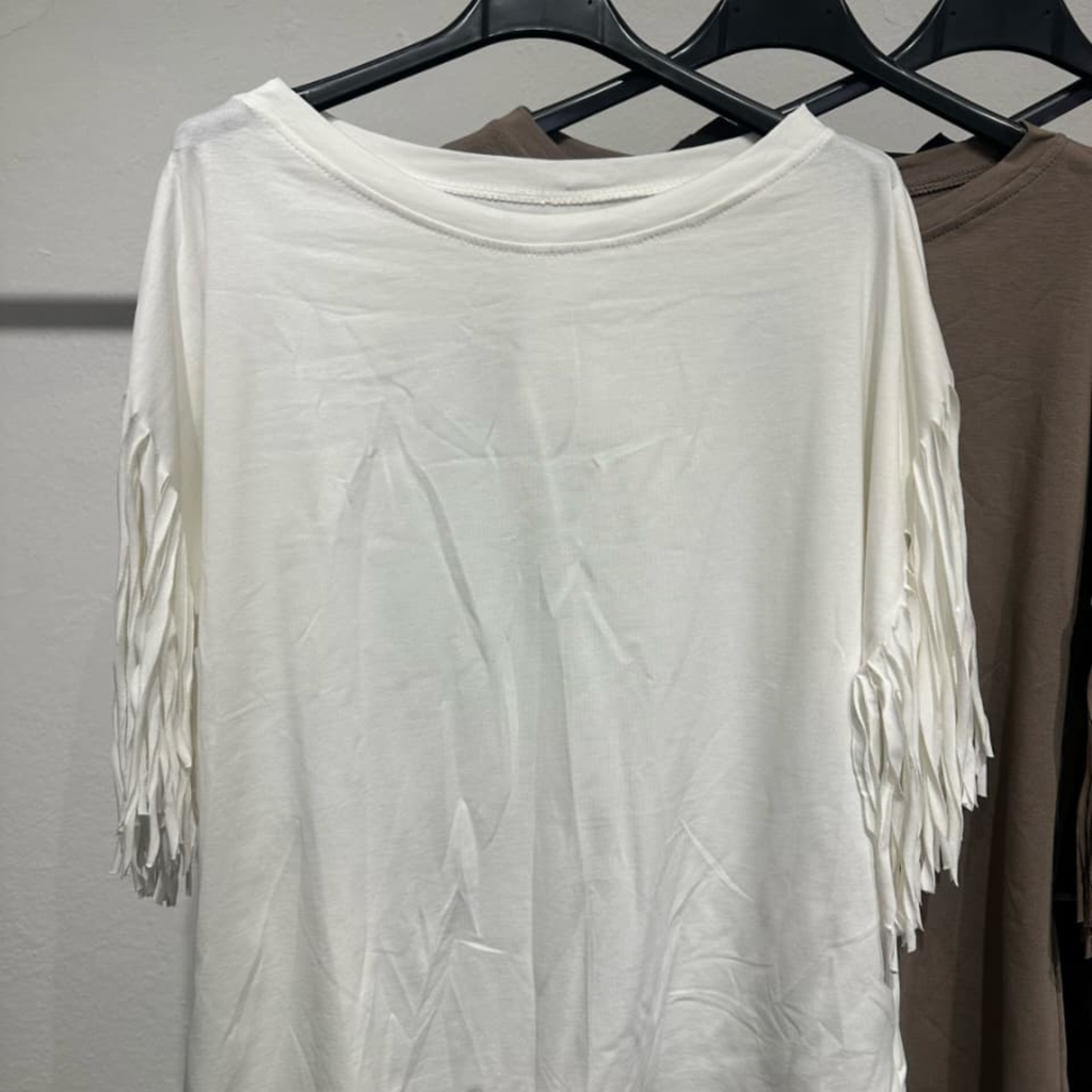Cotton Blend Fringe Top