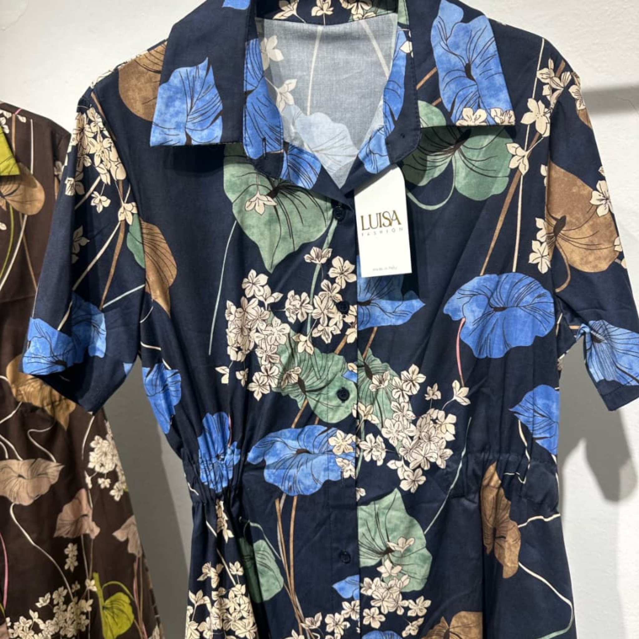 Cotton Blend Floral Shirt Dress