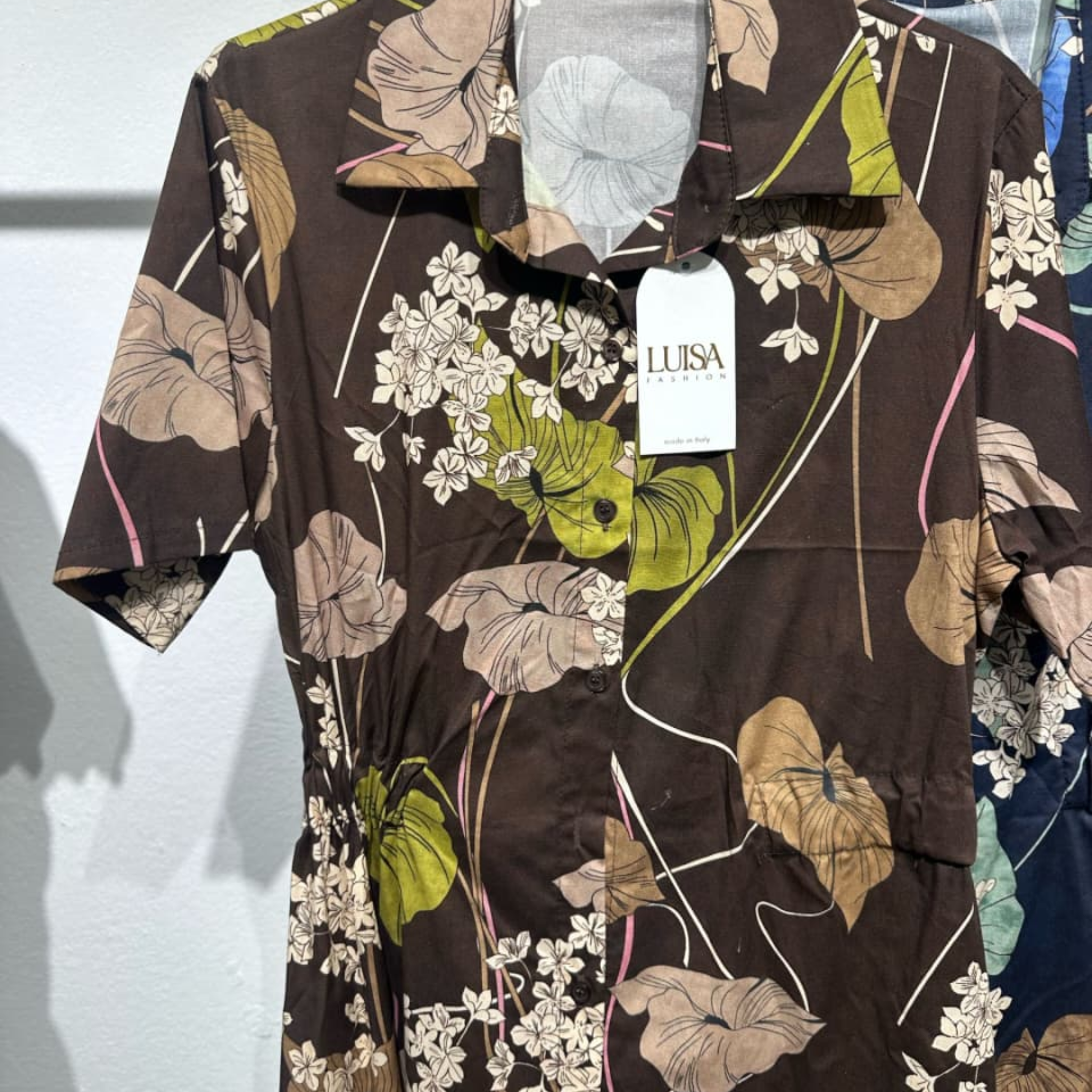 Cotton Blend Floral Shirt Dress