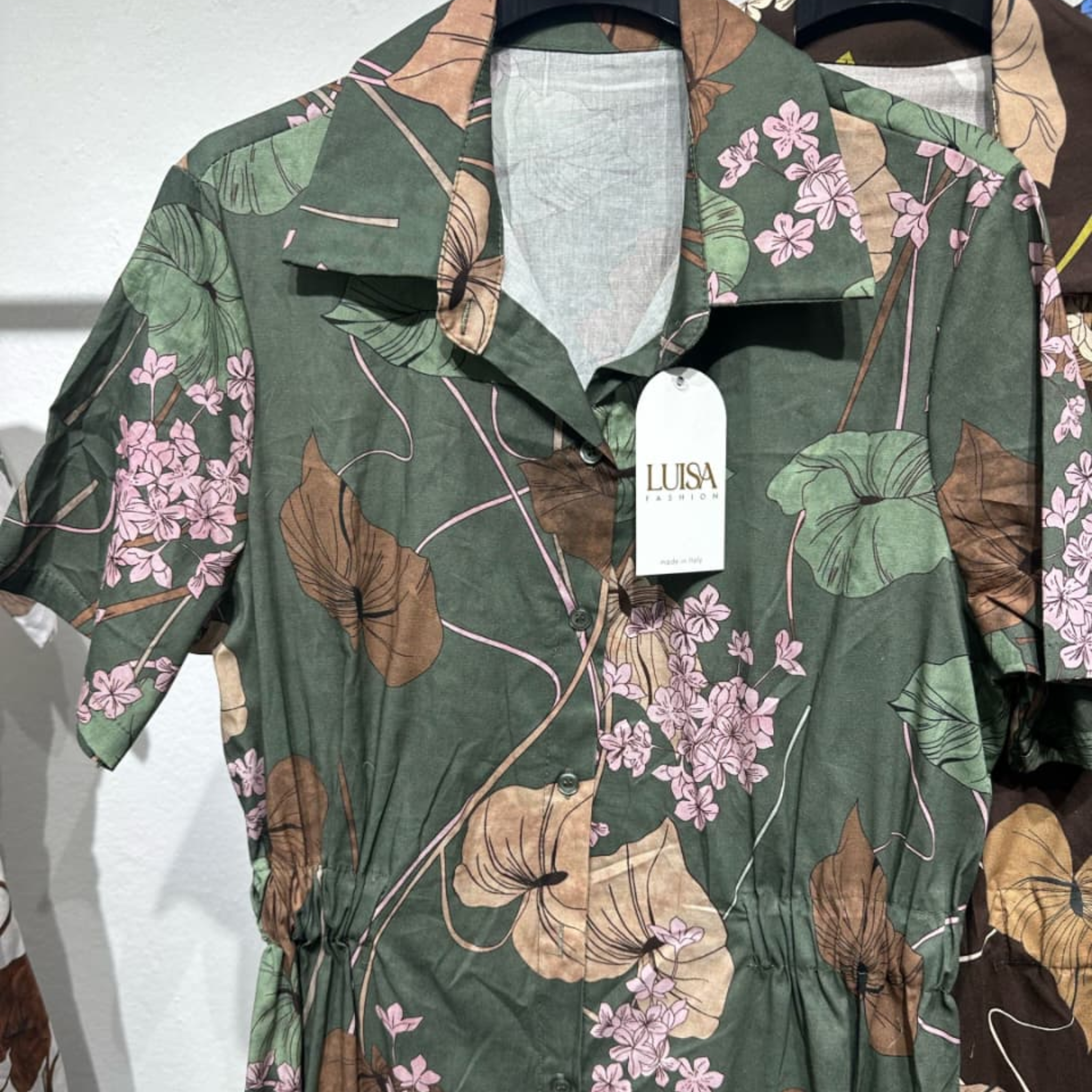 Cotton Blend Floral Shirt Dress