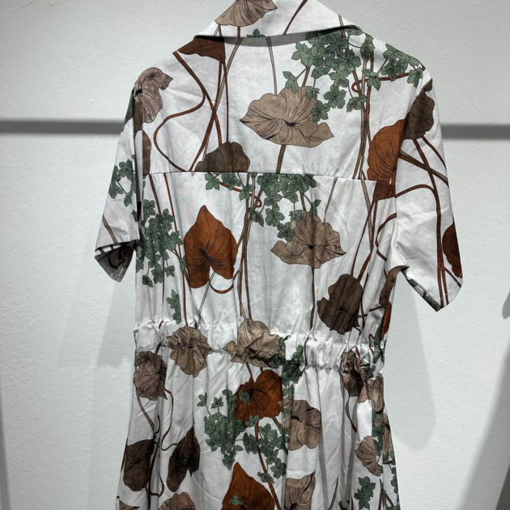 Cotton Blend Floral Shirt Dress