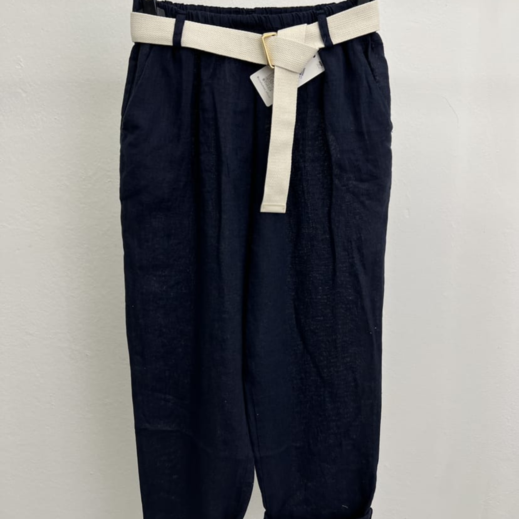 Linen Blend Belted Pants