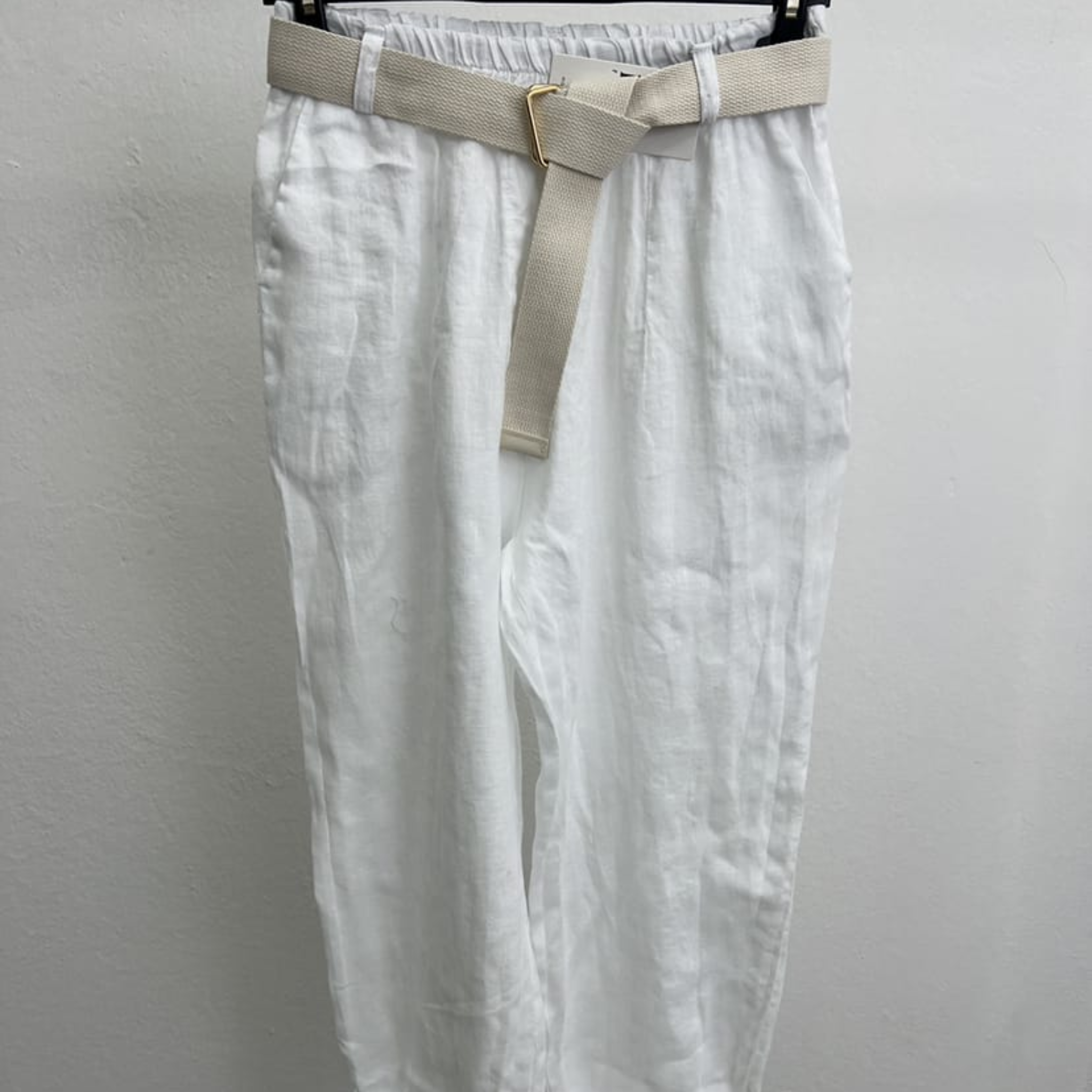Linen Blend Belted Pants