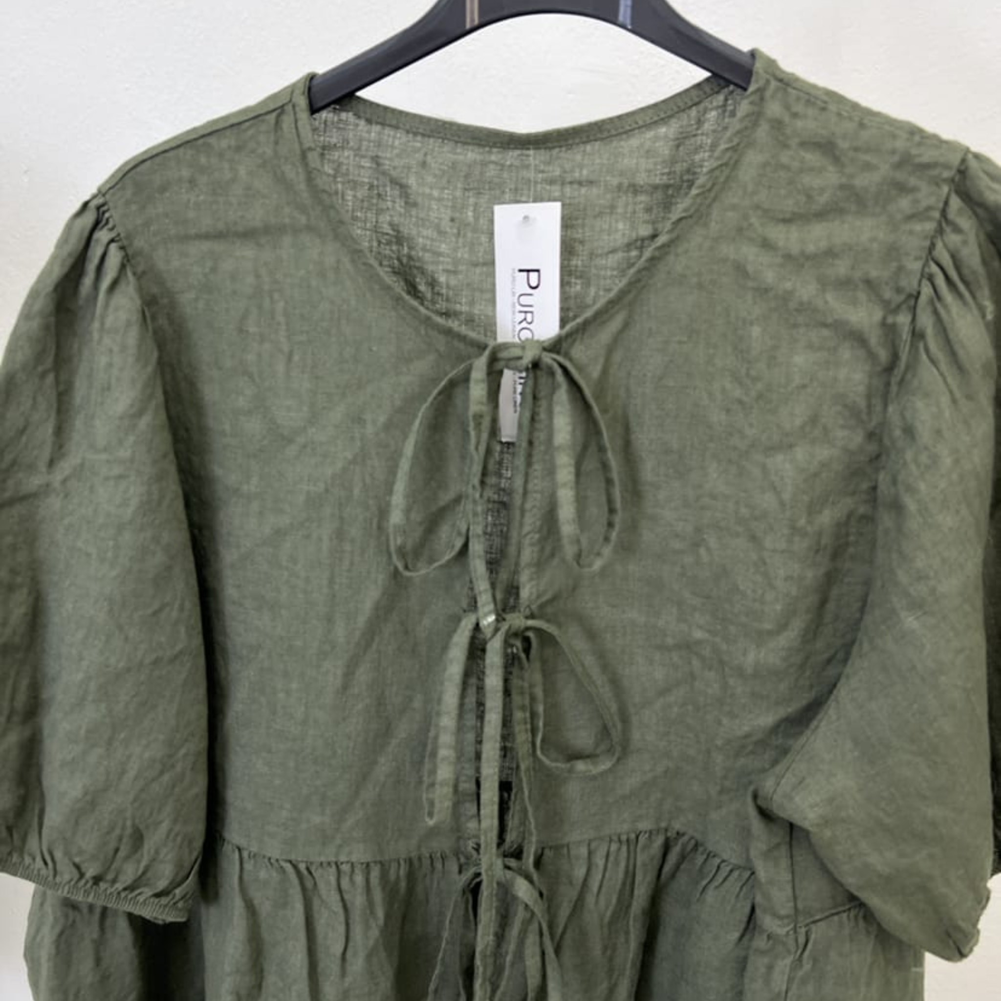 100% Linen Tie-Front Blouse