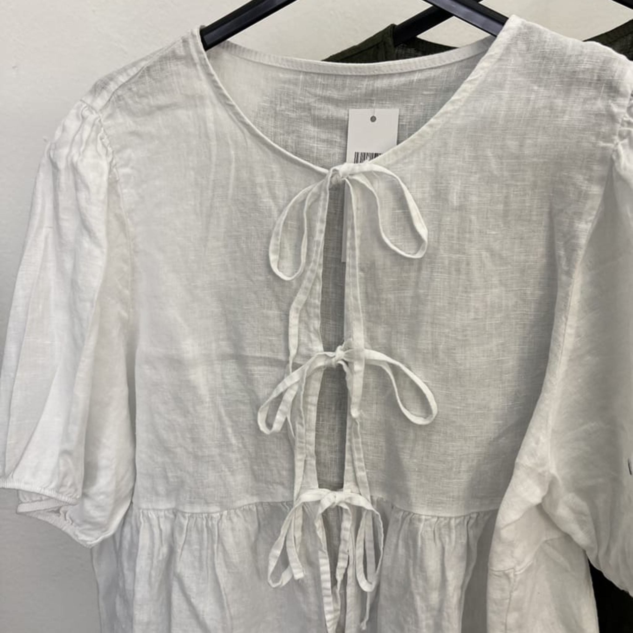 100% Linen Tie-Front Blouse