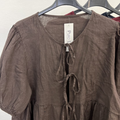 100% Linen Tie-Front Blouse