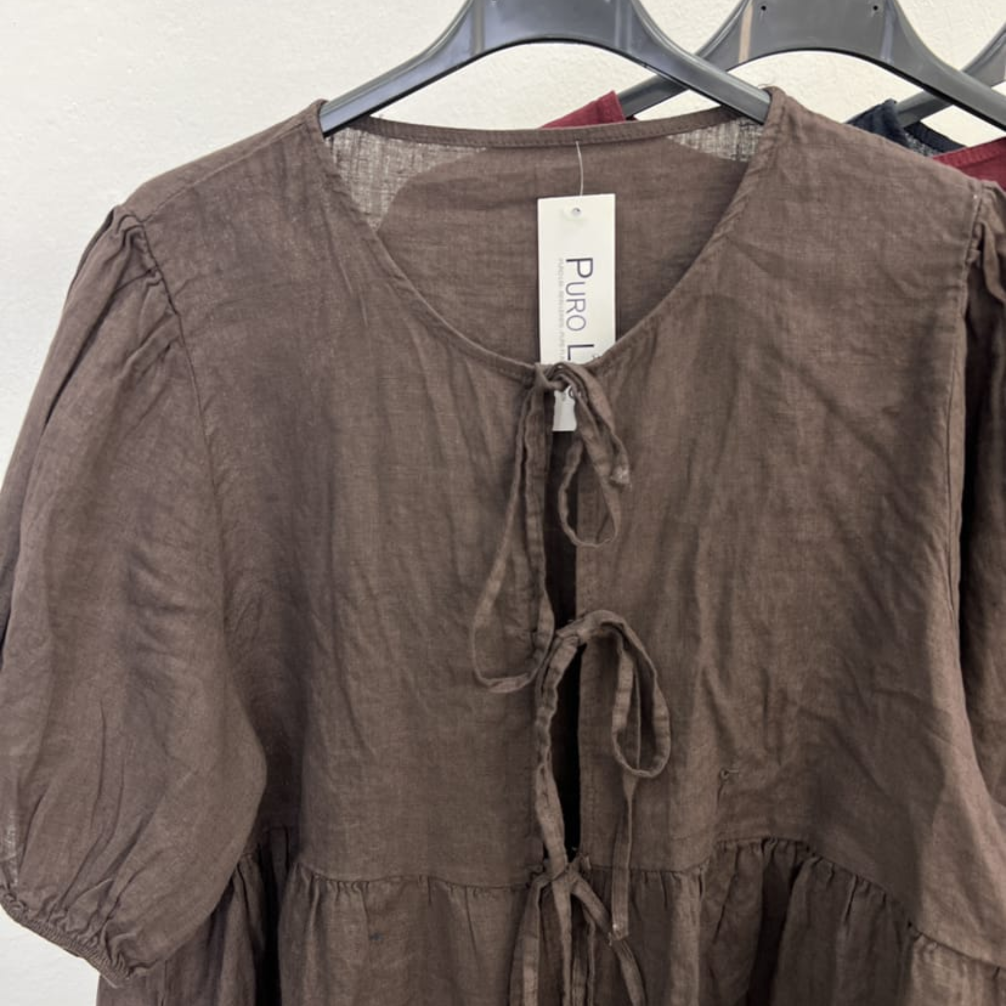 100% Linen Tie-Front Blouse