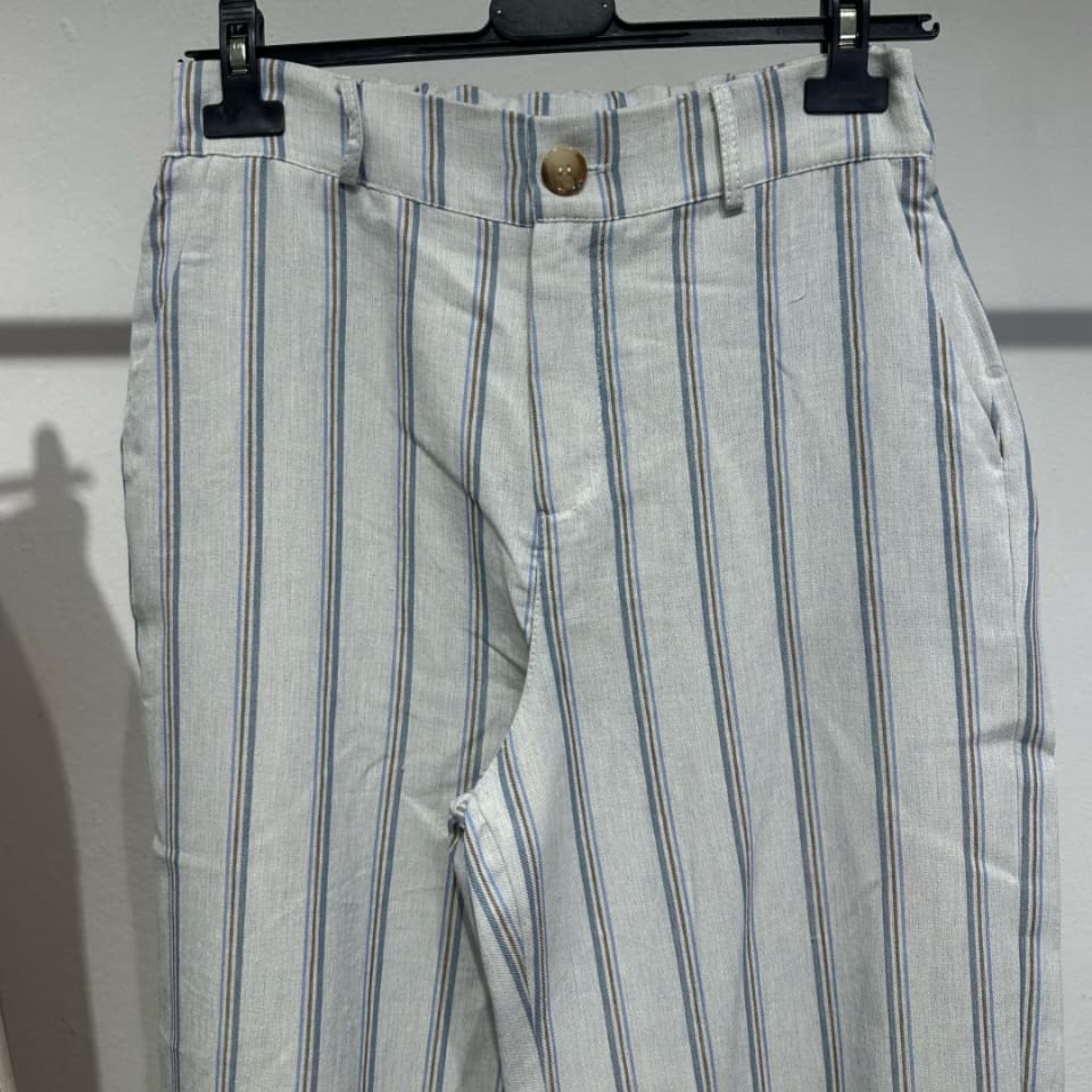 Striped Linen Blend Wide-Leg Pants