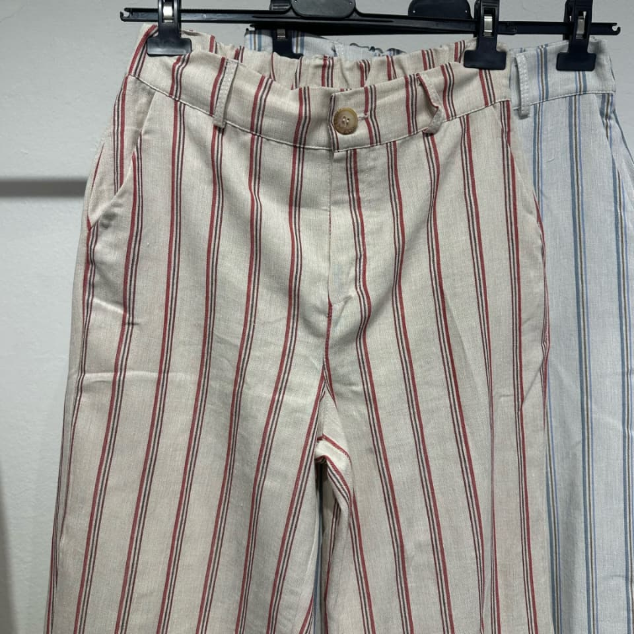 Striped Linen Blend Wide-Leg Pants