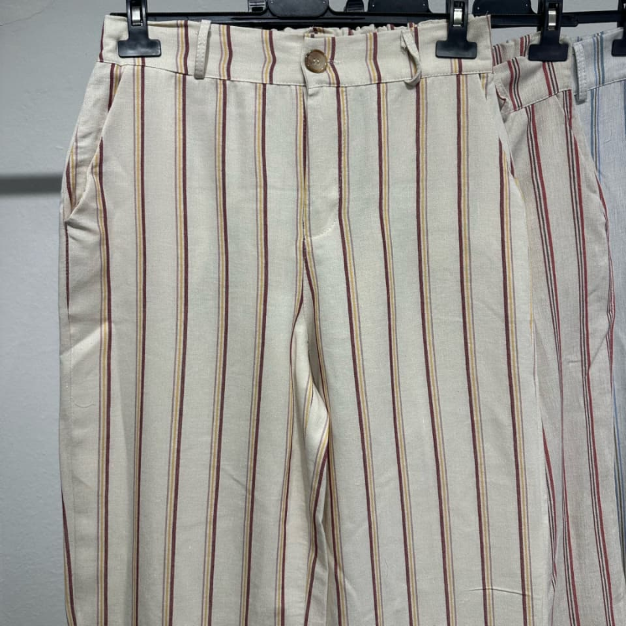 Striped Linen Blend Wide-Leg Pants
