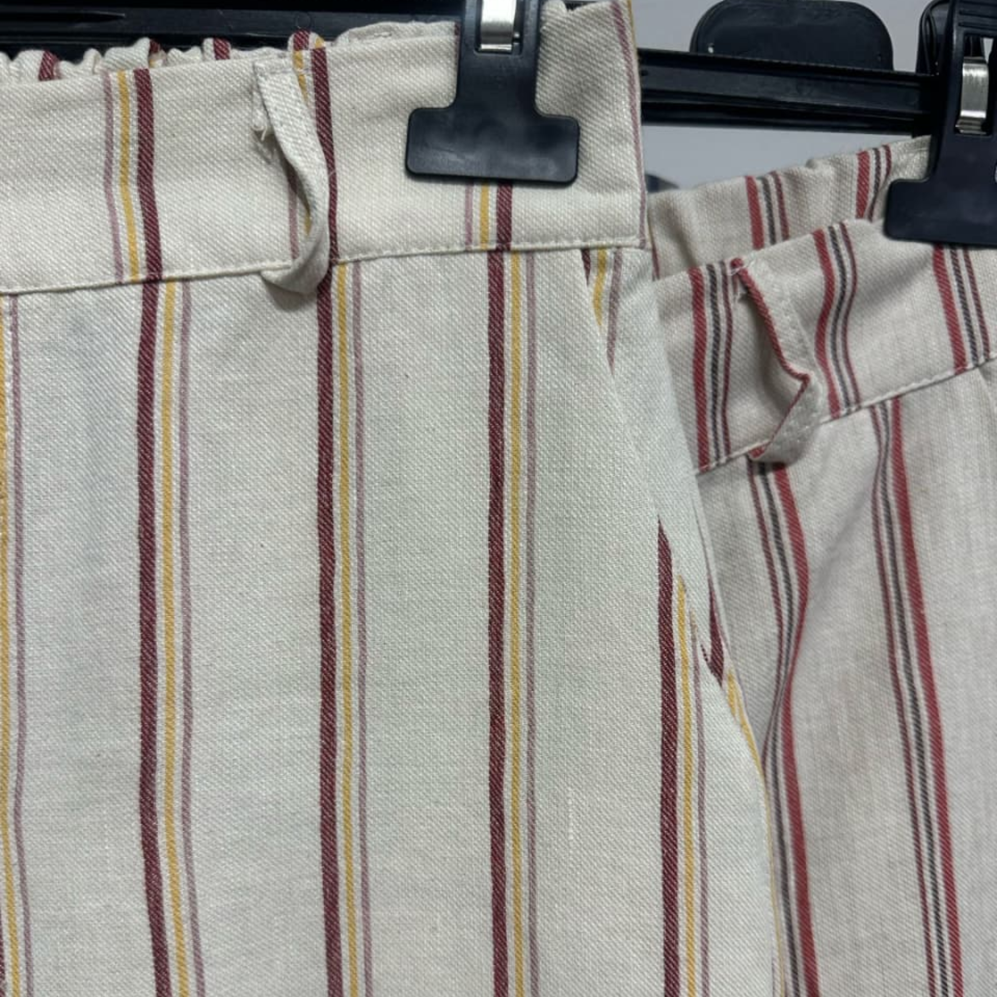 Striped Linen Blend Wide-Leg Pants
