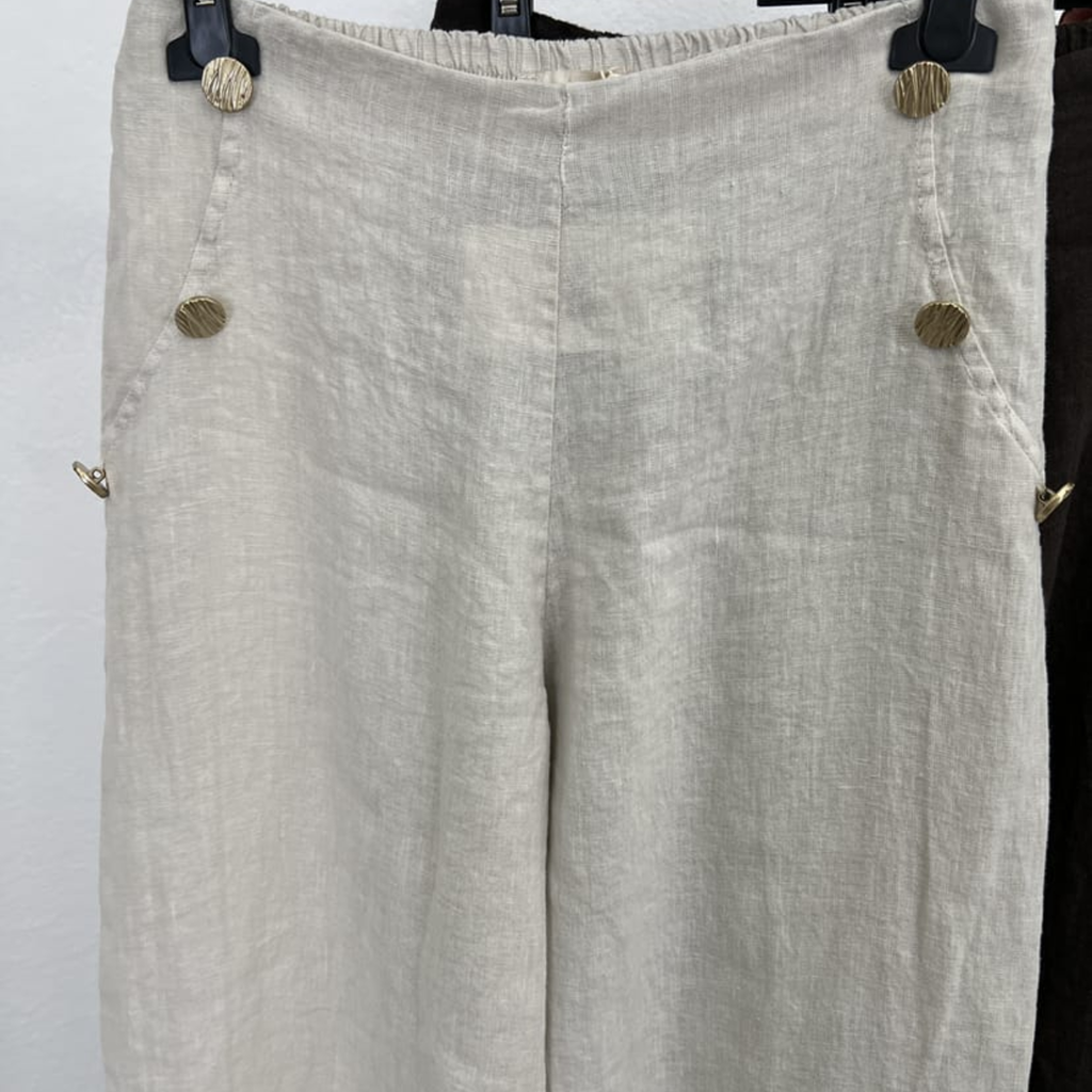 100% Linen Wide-Leg Pants