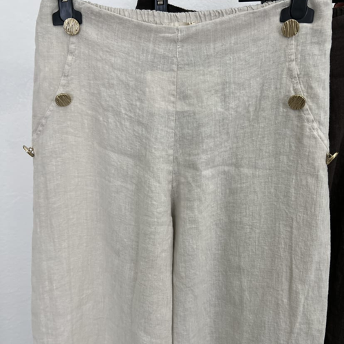 100% Linen Wide-Leg Pants