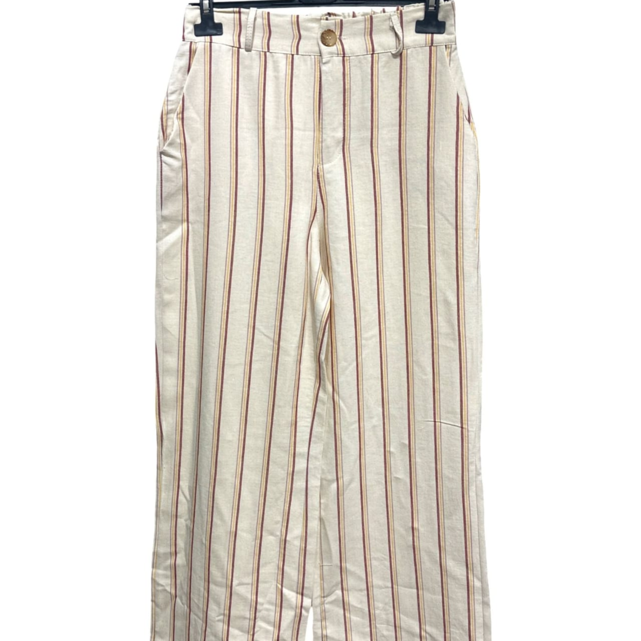 Striped Linen Blend Wide-Leg Pants