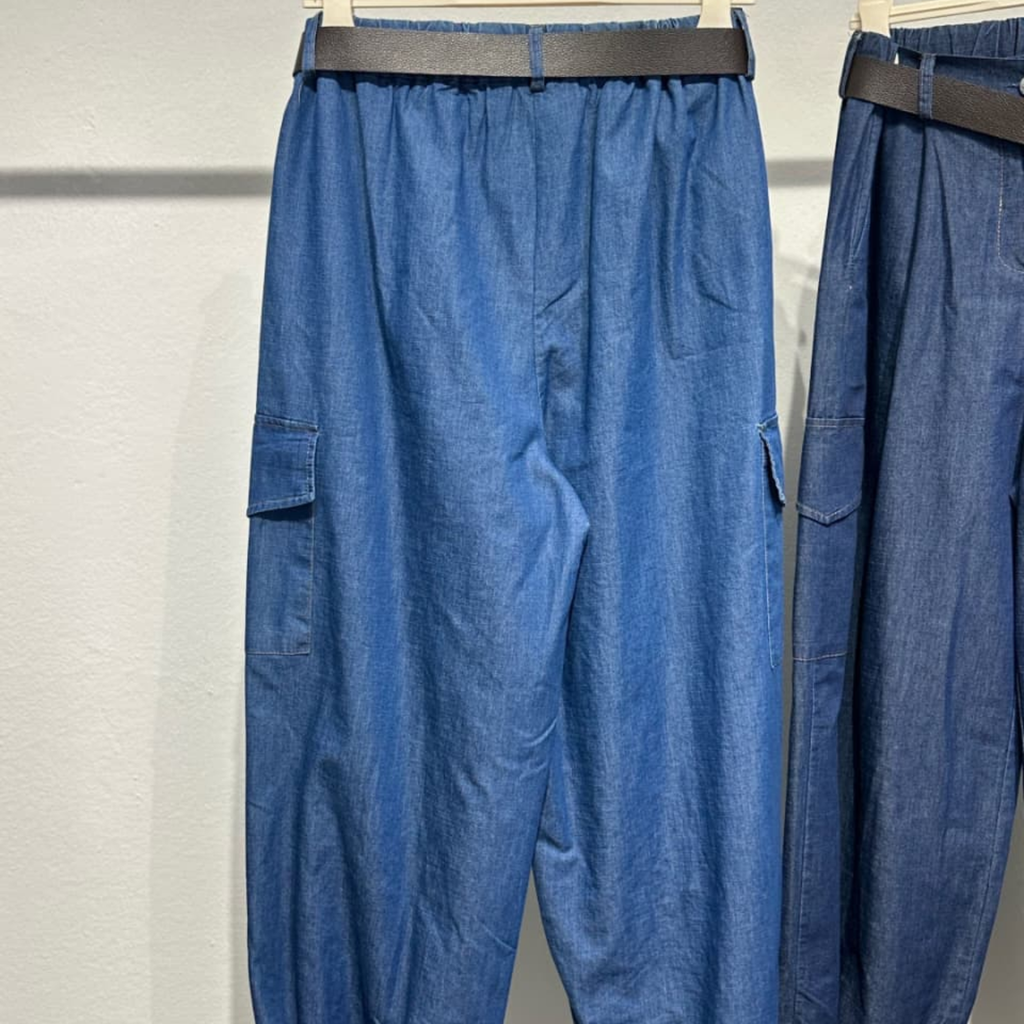Relaxed Denim Balloon Pants