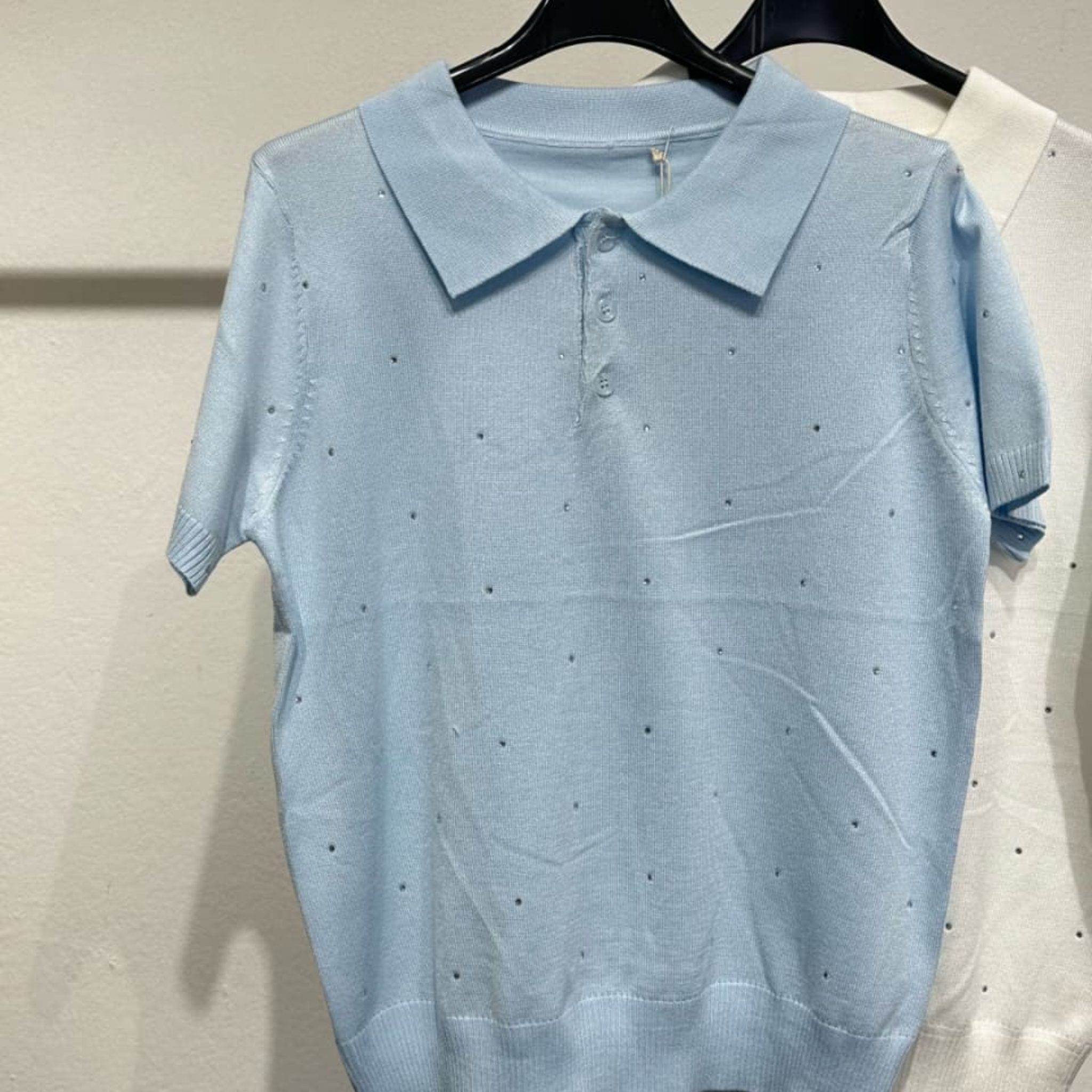 100% Viscose Polo Knit Top