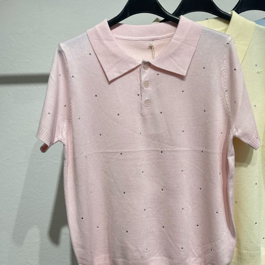 100% Viscose Polo Knit Top