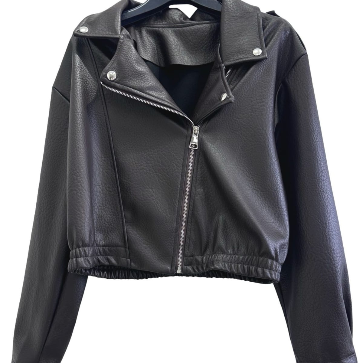 Faux Leather Cropped Biker Jacket