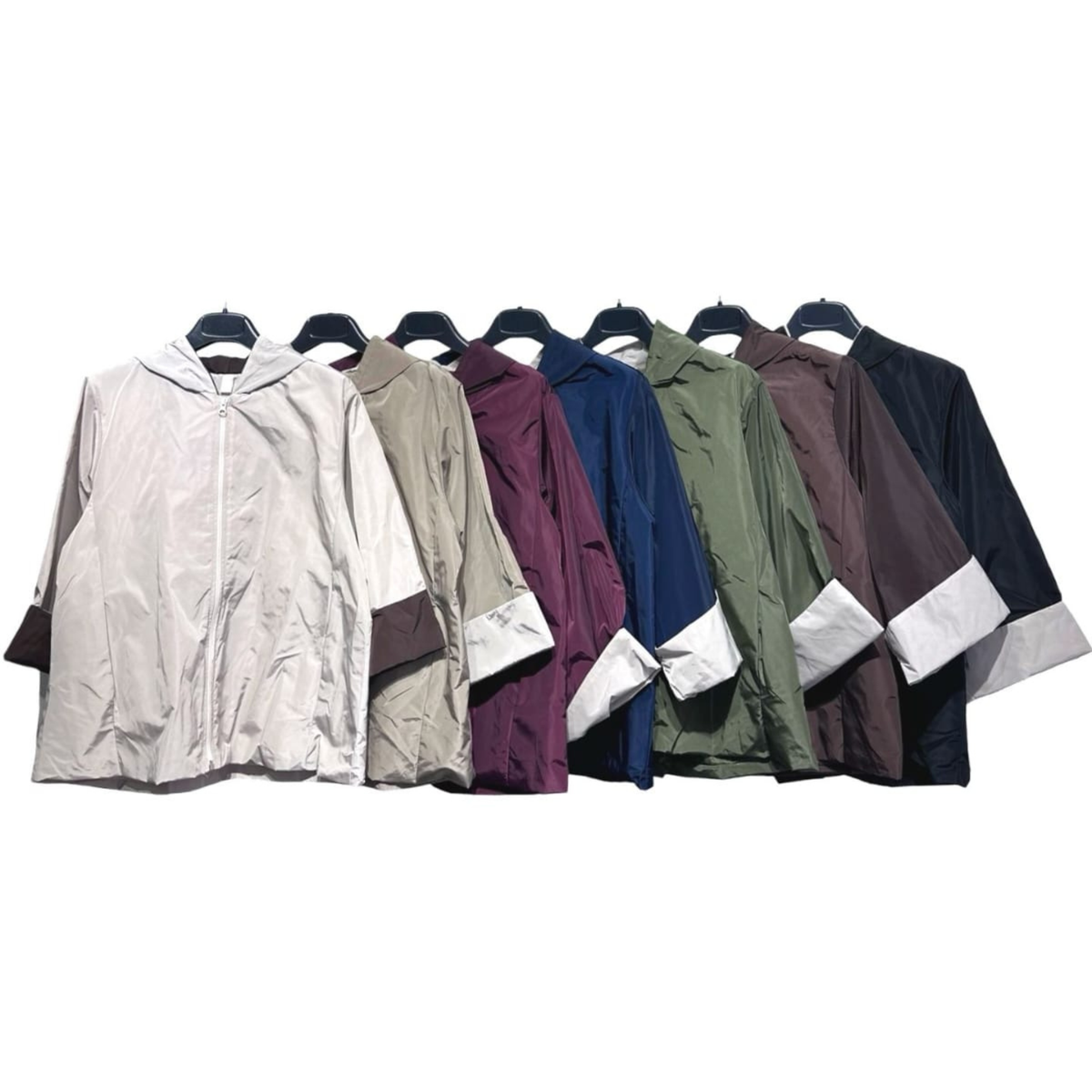 Contrast Cuff Lightweight Hooded Jacket