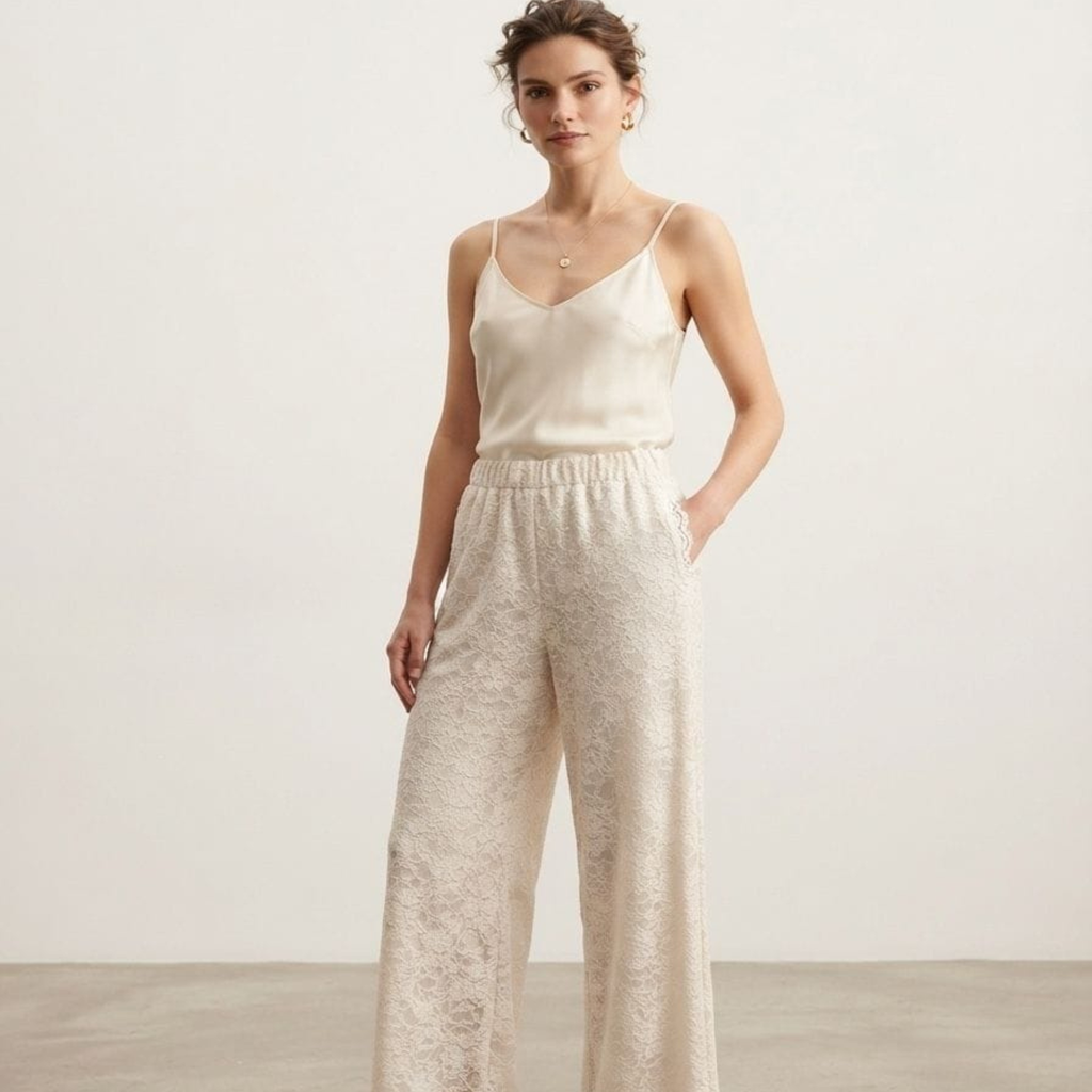 Floral Lace Wide Leg Trousers