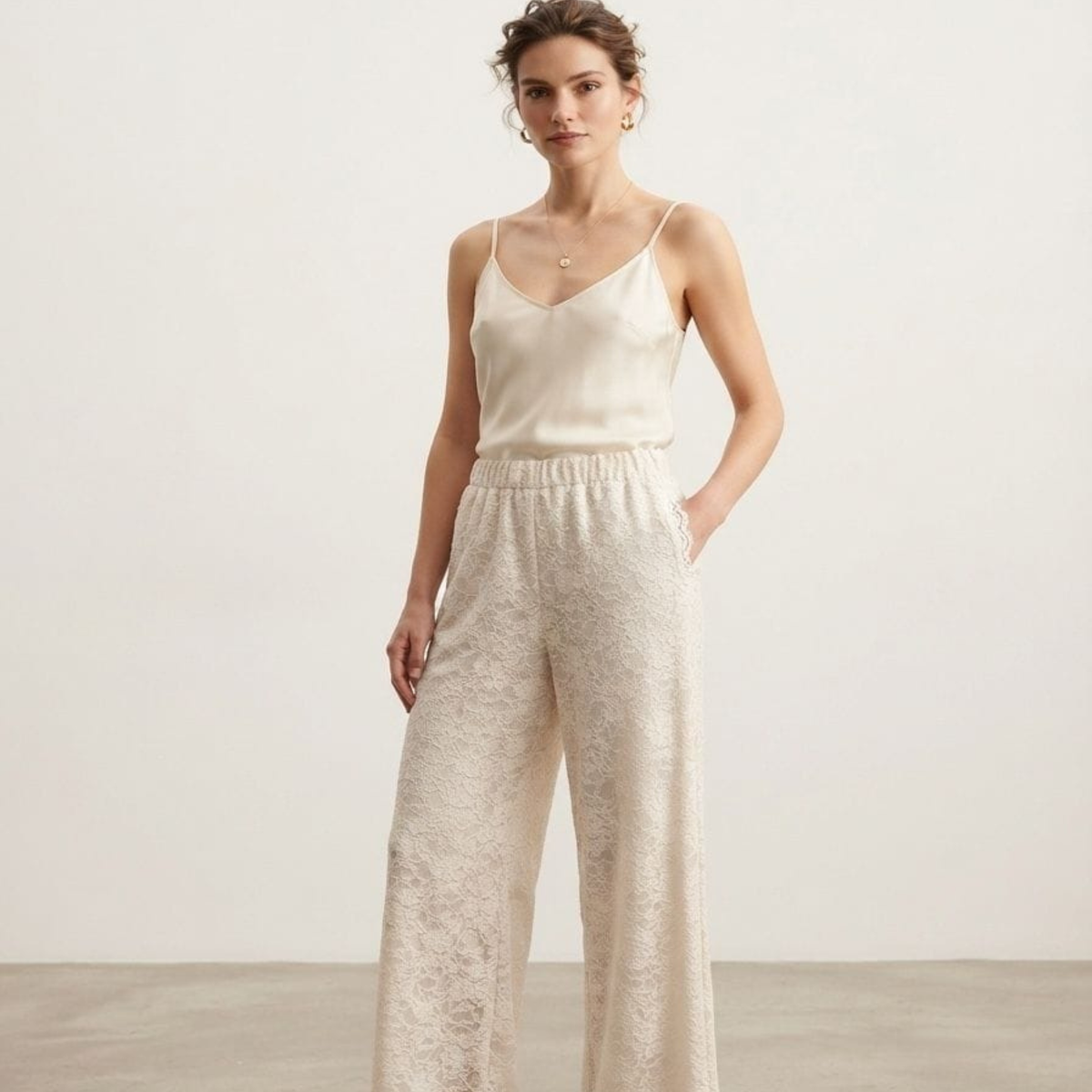 Floral Lace Wide Leg Trousers