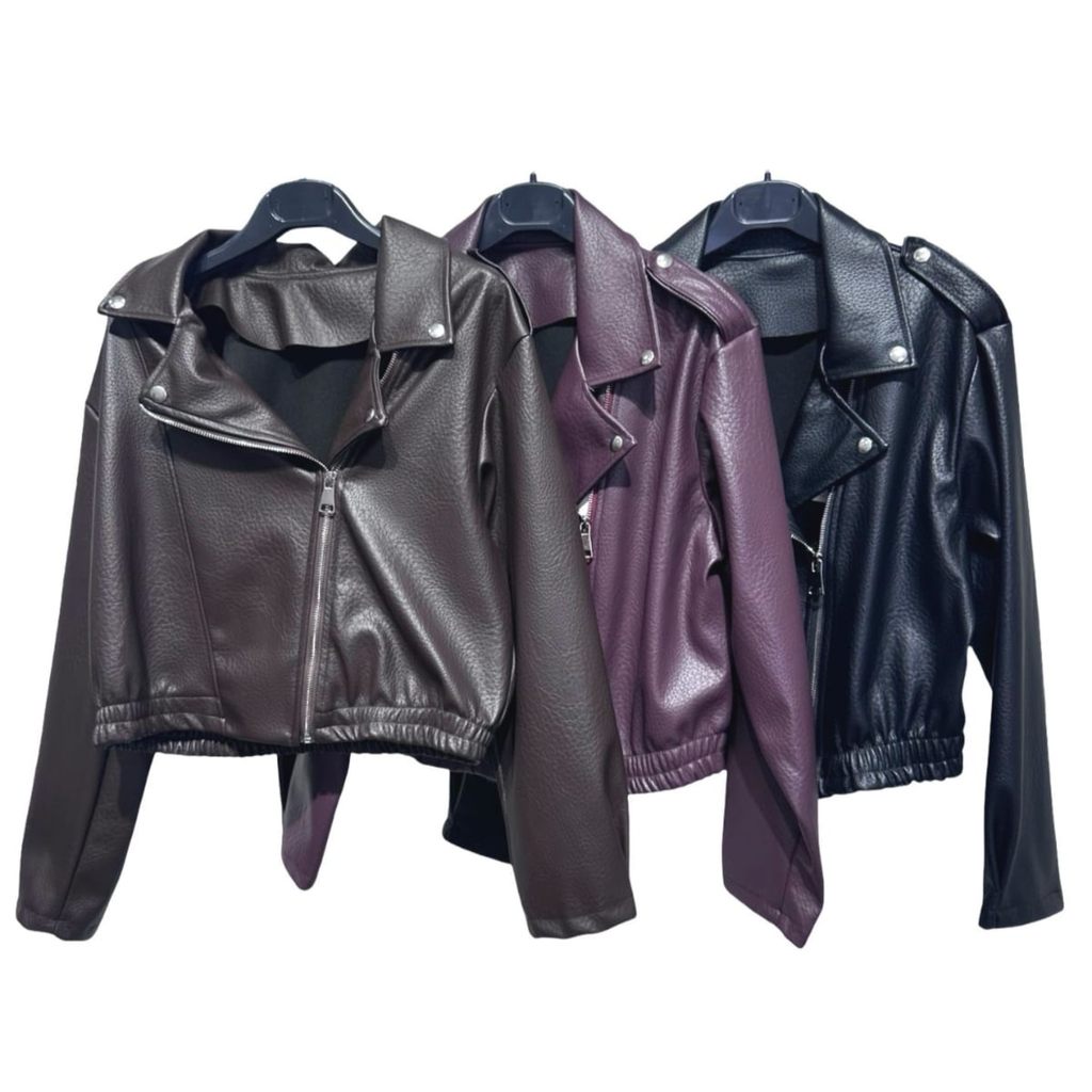 Faux Leather Cropped Biker Jacket
