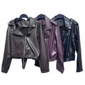 Faux Leather Cropped Biker Jacket
