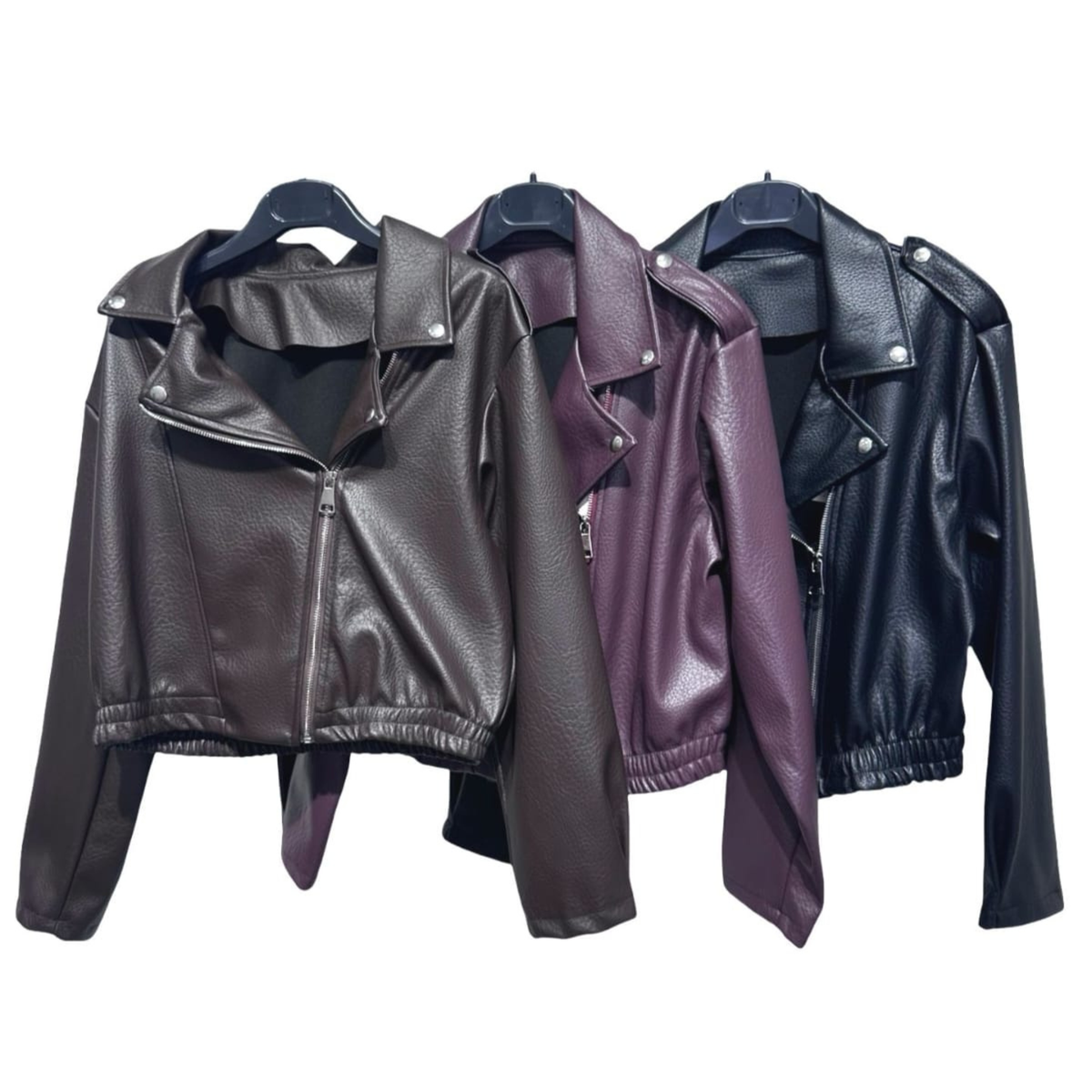 Faux Leather Cropped Biker Jacket