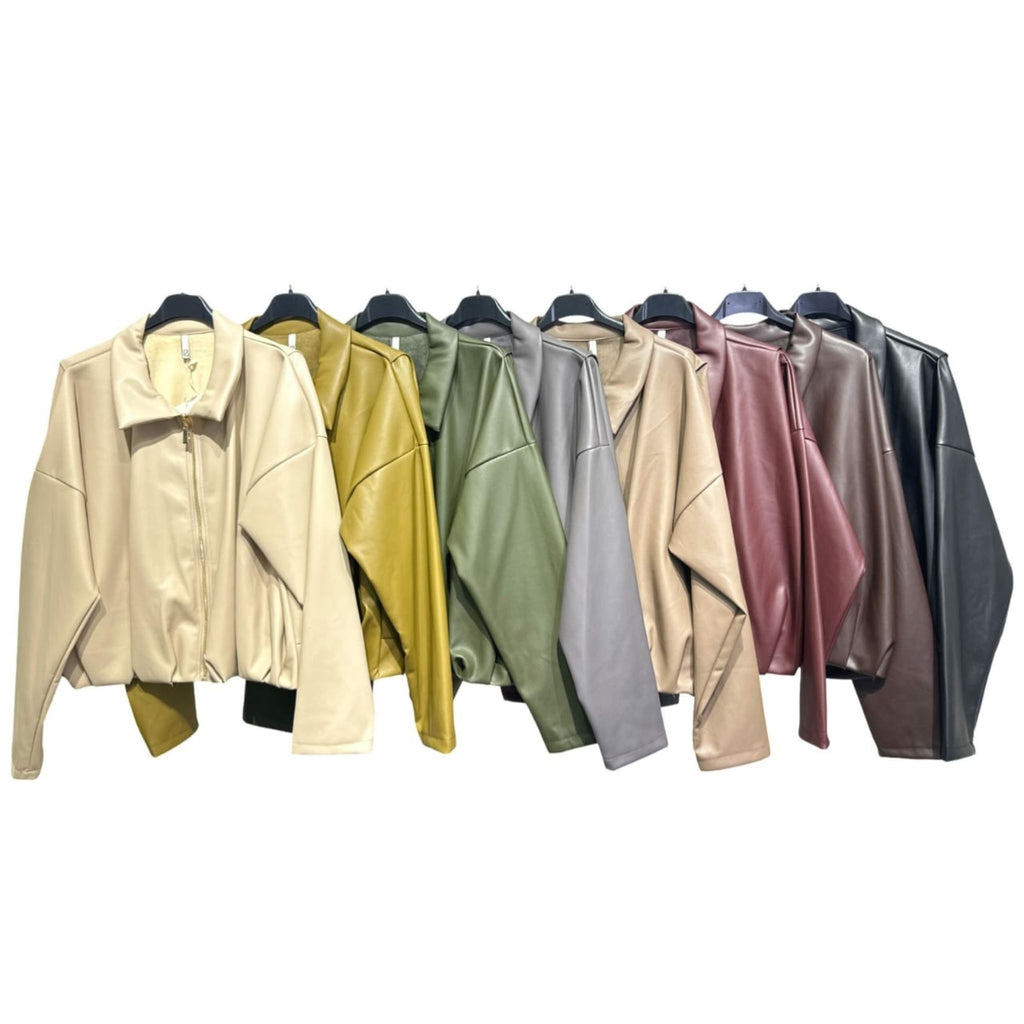 Italian Faux Leather Bomber Jacket