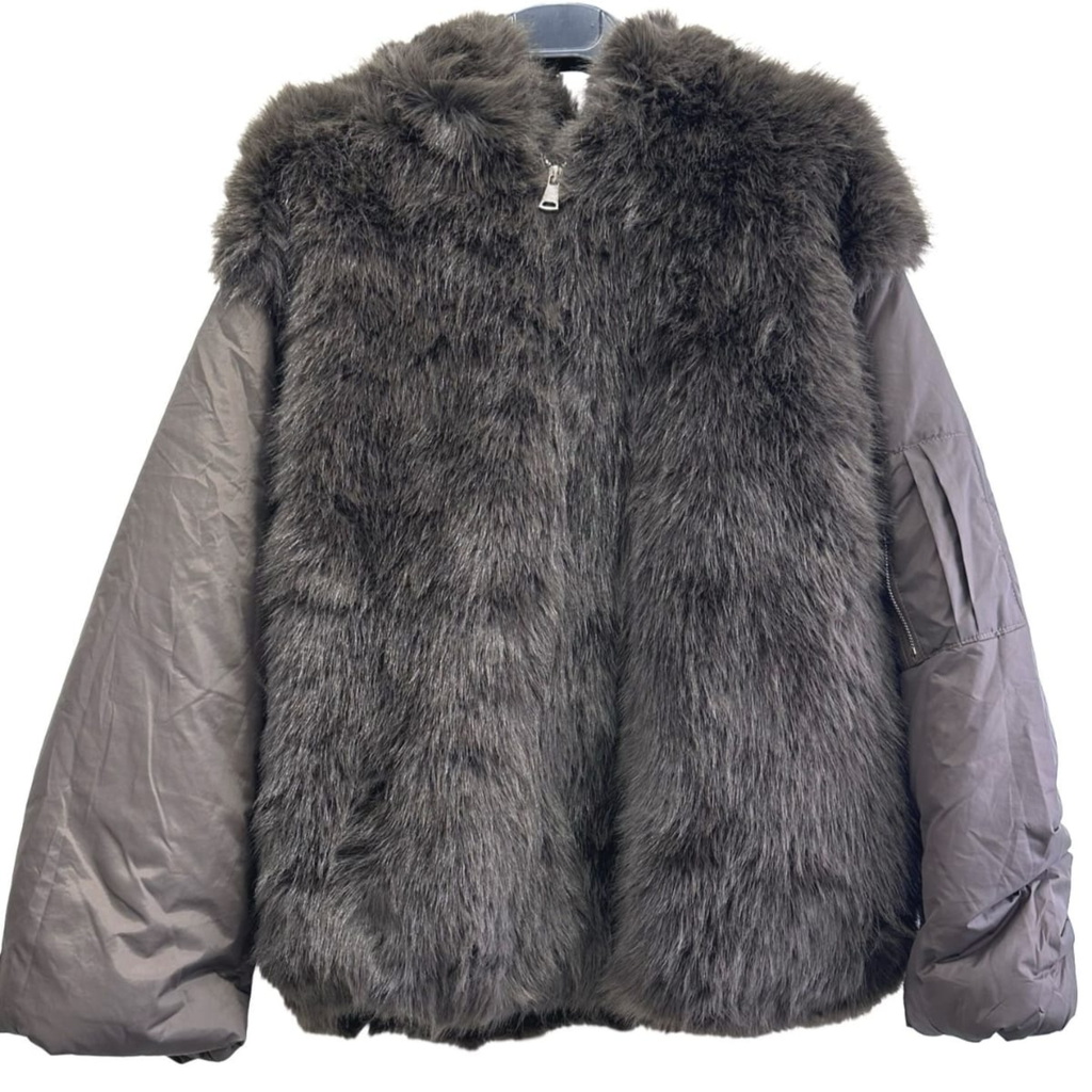 Faux Fur Panel Bomber Jacket