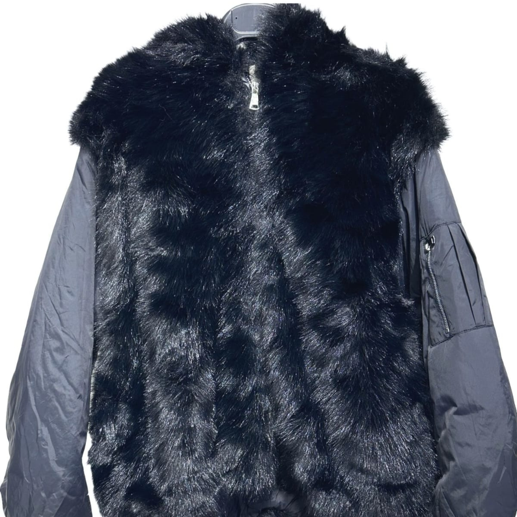 Faux Fur Panel Bomber Jacket