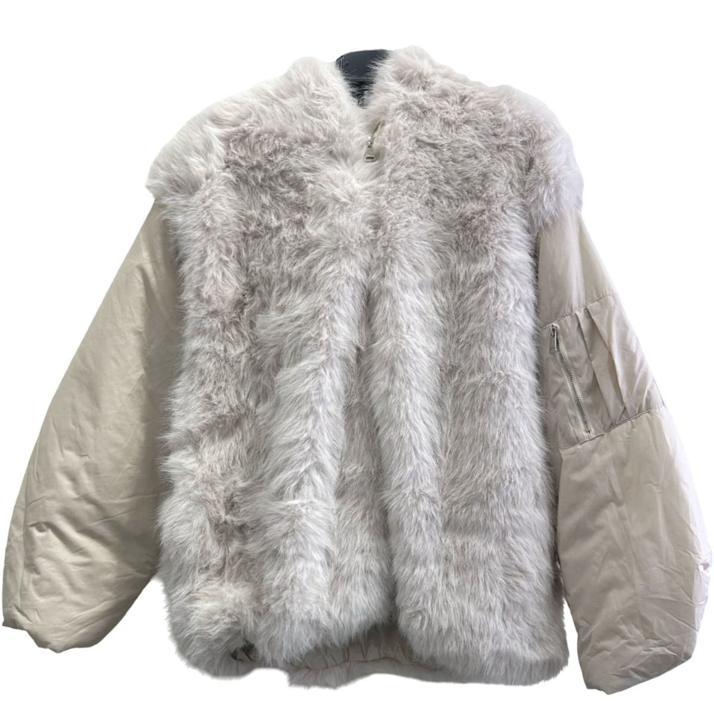 Faux Fur Panel Bomber Jacket