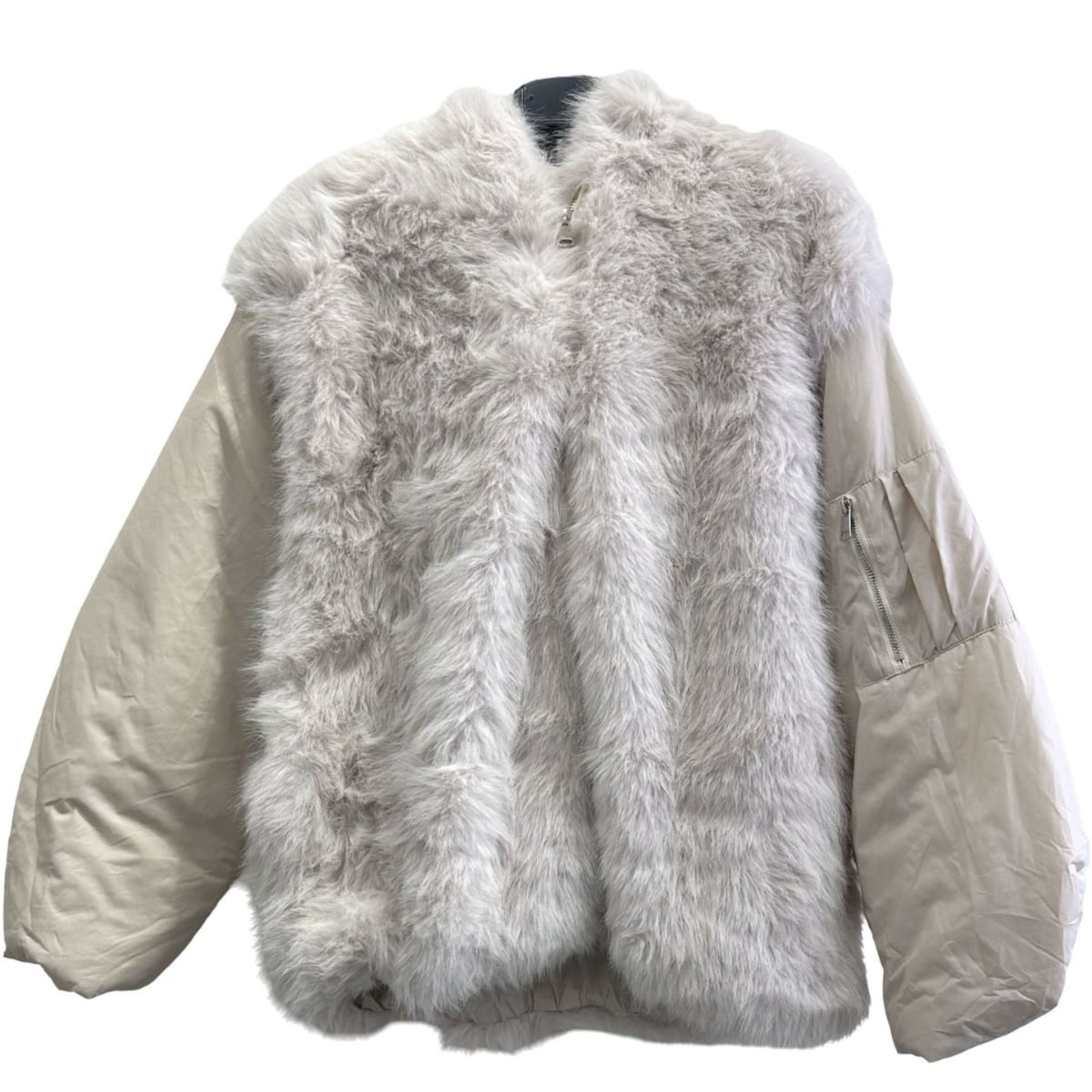 Faux Fur Panel Bomber Jacket