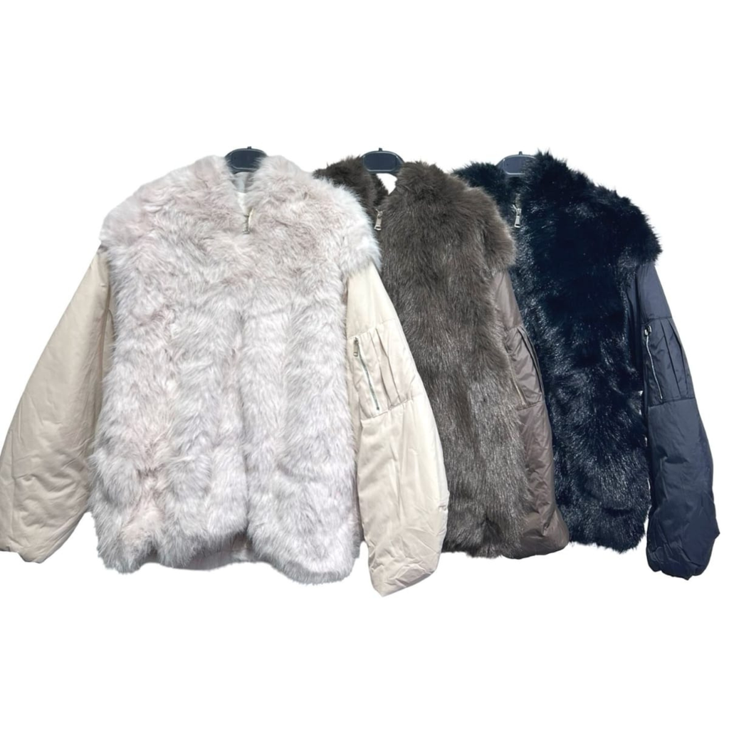 Faux Fur Panel Bomber Jacket