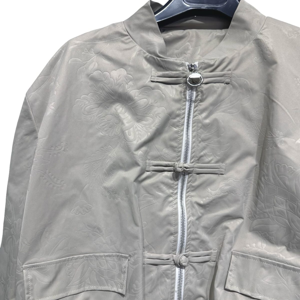 Satin-Effect Oriental Bomber Jacket