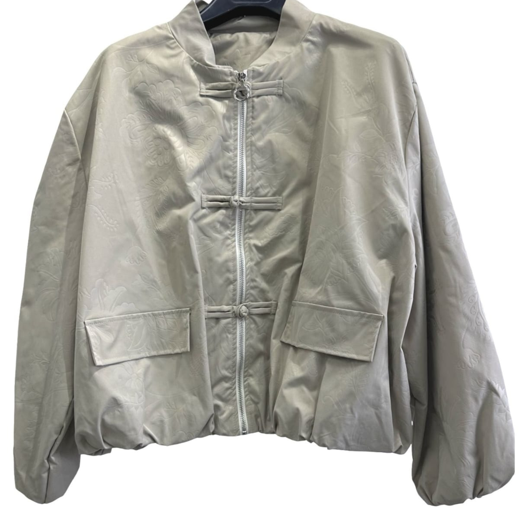 Satin-Effect Oriental Bomber Jacket