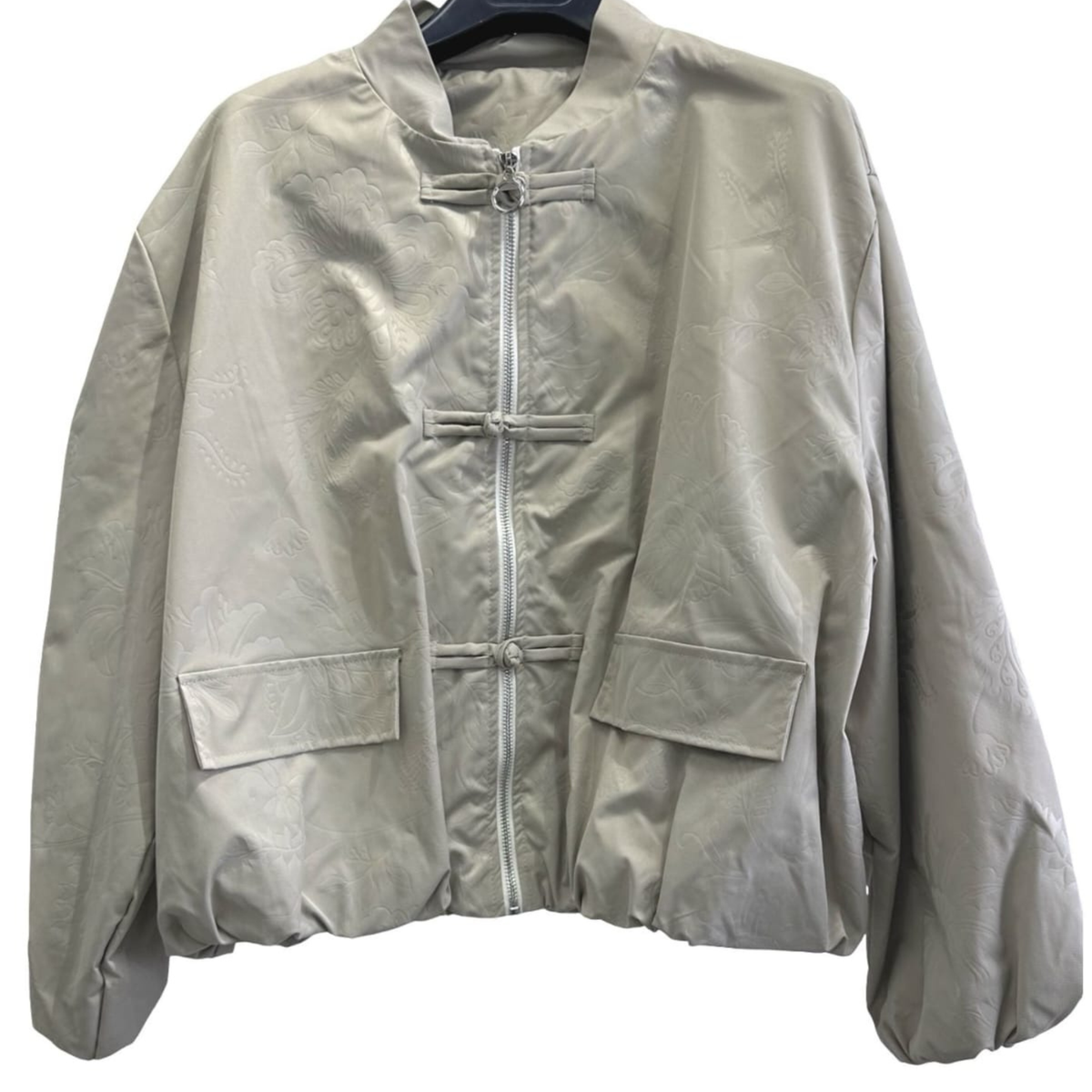 Satin-Effect Oriental Bomber Jacket