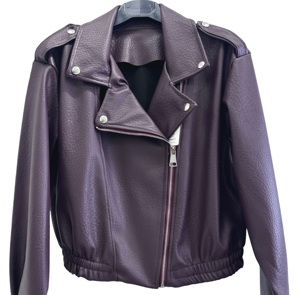 Faux Leather Cropped Biker Jacket