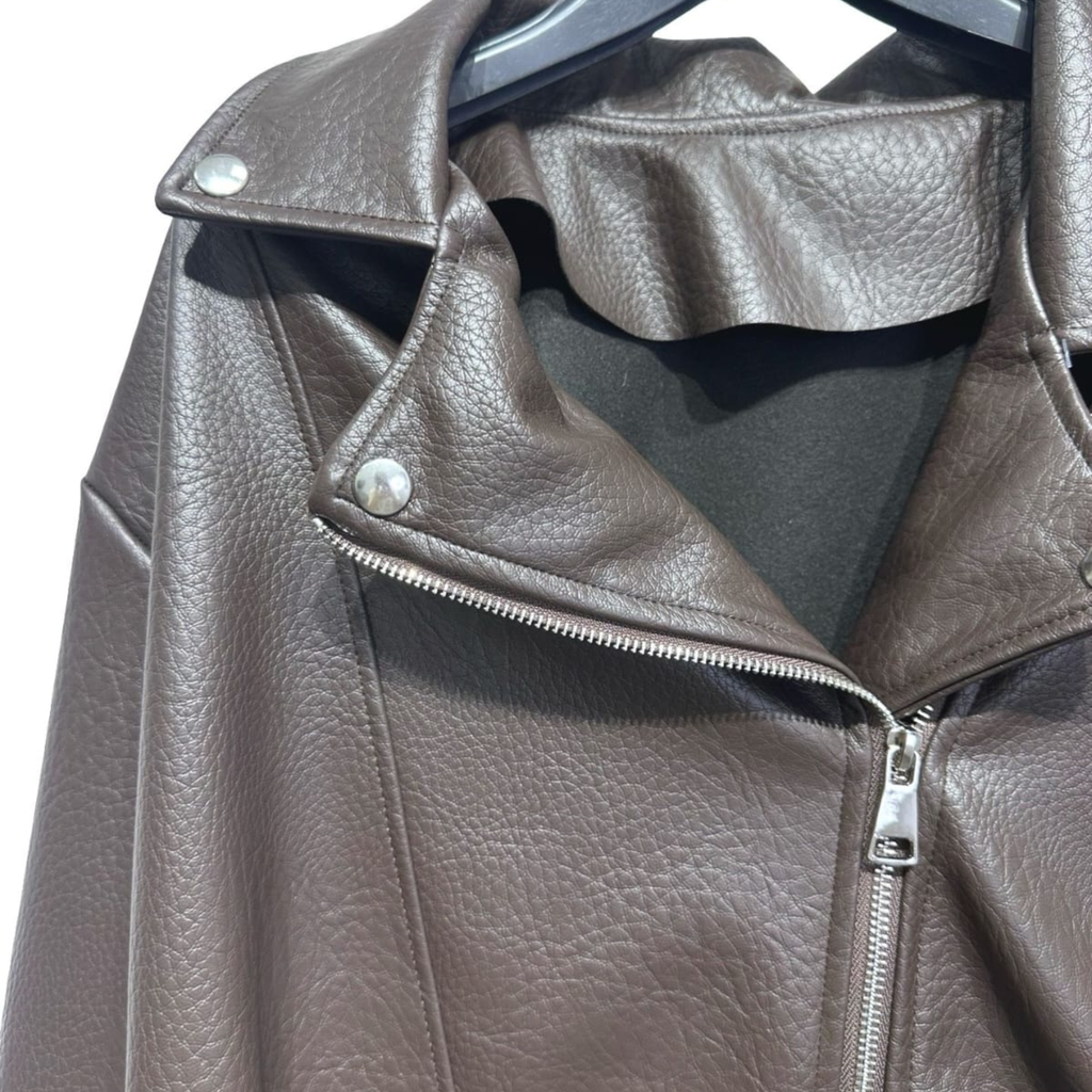 Faux Leather Cropped Biker Jacket