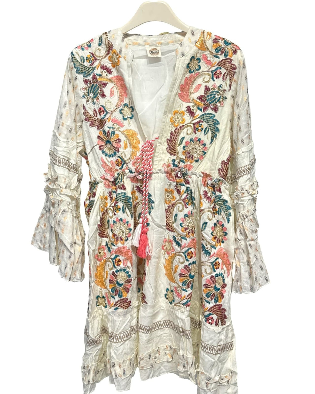 Bohemian Embroidered Flare Sleeve Dress