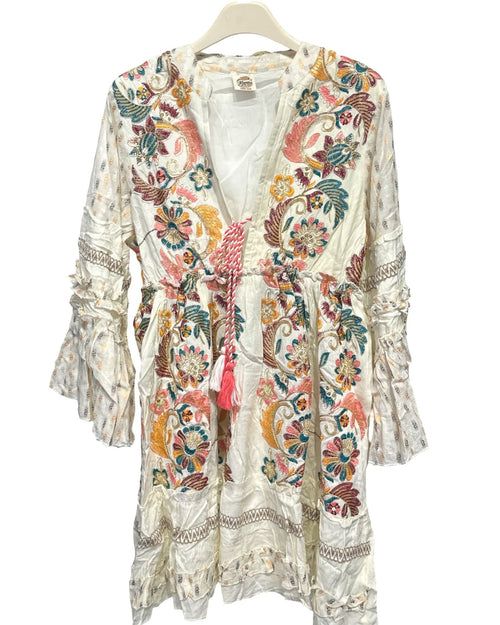 Bohemian Embroidered Flare Sleeve Dress